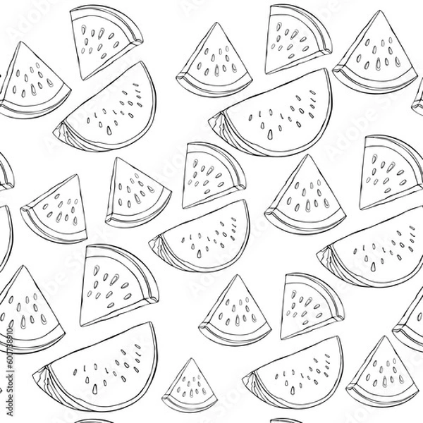 Fototapeta seamless pattern with painted watermelon