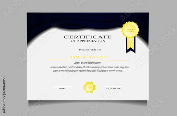 Fototapeta Certificate template vector with a simple and elegant appearance