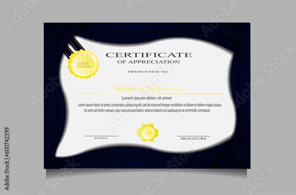 Fototapeta Certificate template vector with a simple and elegant appearance