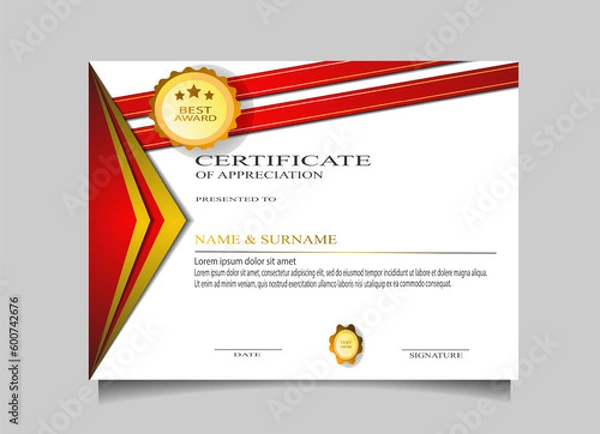 Obraz Certificate template vector with a simple and elegant appearance