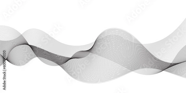 Fototapeta Abstract grey smooth element swoosh speed wave modern stream background. Abstract wave line for banner, wallpaper background with wave design. Abstract business wave curve lines background.