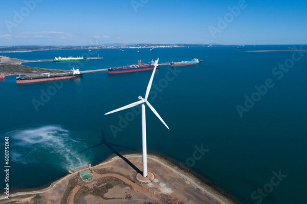 Obraz Wind turbines on the shore in Mediterranean sea