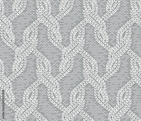 Obraz Braids knitting texture seamless pattern. Vector illustration.