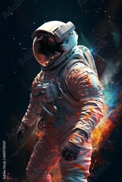 Obraz Astronaut floating in colorful space, Generative AI