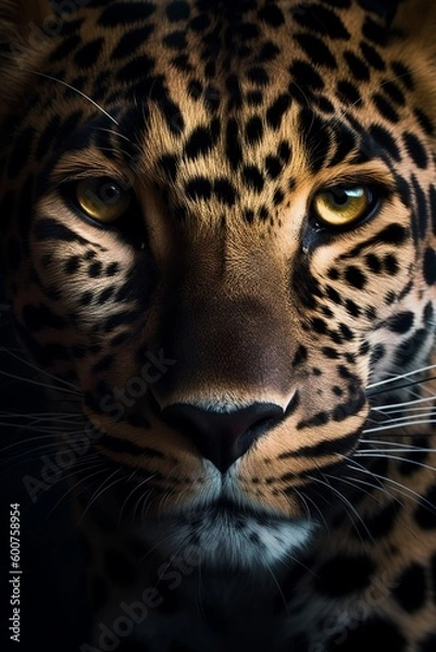 Fototapeta Close up portrait of a leopard, Generative AI