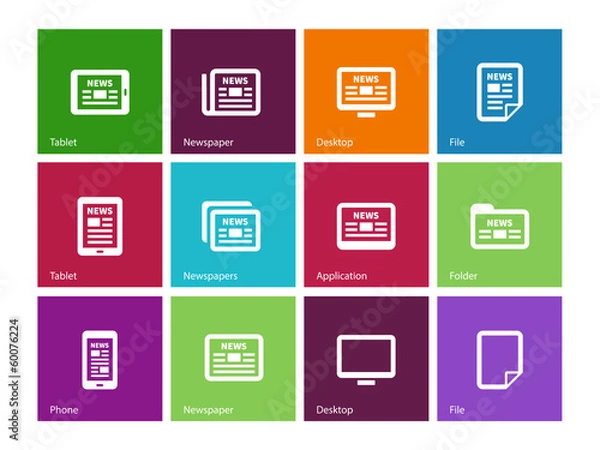 Fototapeta Newspaper icons on color background.