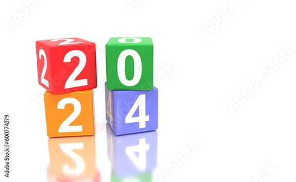Fototapeta New Year 2024 Creative Design Concept - 3D Rendered Image	
