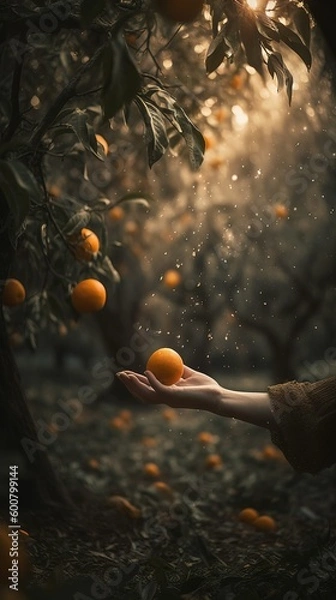 Fototapeta A Hand Gently Picking fruit - Generative AI