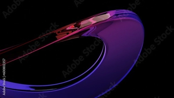 Fototapeta 3d render abstract background on dark background, Transparent glossy glass, Colorful curve glass with dispersion.