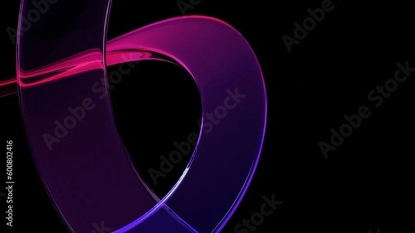 Fototapeta 3d render abstract background on dark background, Transparent glossy glass, Colorful curve glass with dispersion.