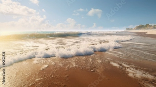 Fototapeta Close Up Beach With Foam Wave
