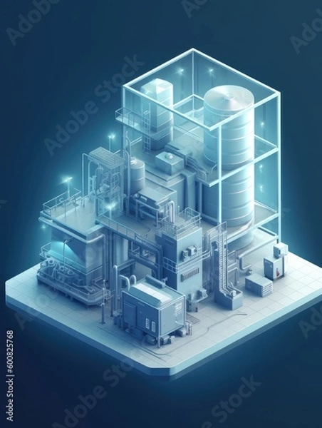 Fototapeta A packaging plant icon with translucent glass isometric view .Generative AI