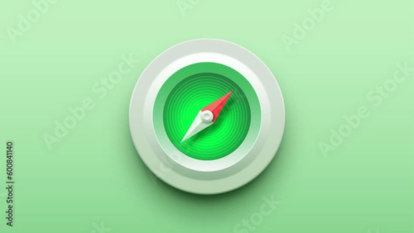 Fototapeta Colorful 3d Compass Icon with emboss effect. Business compass guidance direction. 3D style Compass are isolated on a simple background. Compass Nautical Navigator Cartography Glyph Pictogram.