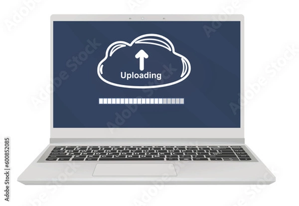 Obraz Cloud uploading files to computer. vector