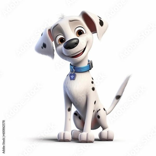 Obraz 3d white dog character white background