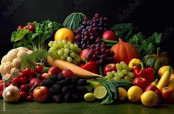 Fototapeta Different fruits and vegetables