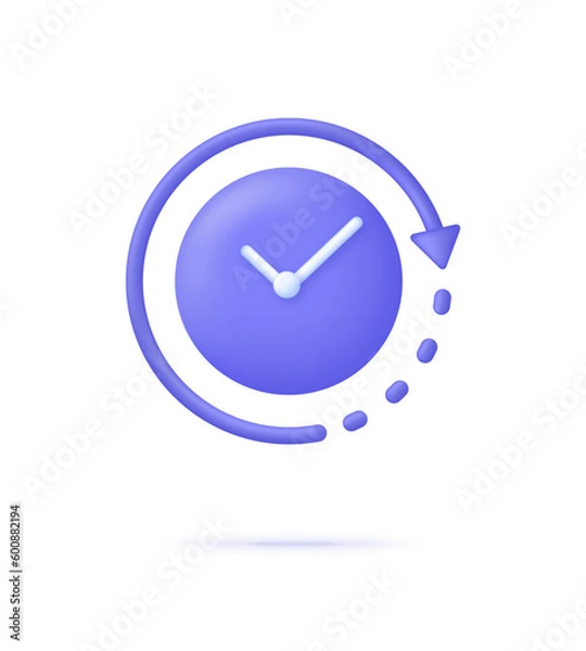 Obraz 3D Clock icon. 24 hours. Passage of time. Time-keeping and measurement of time.