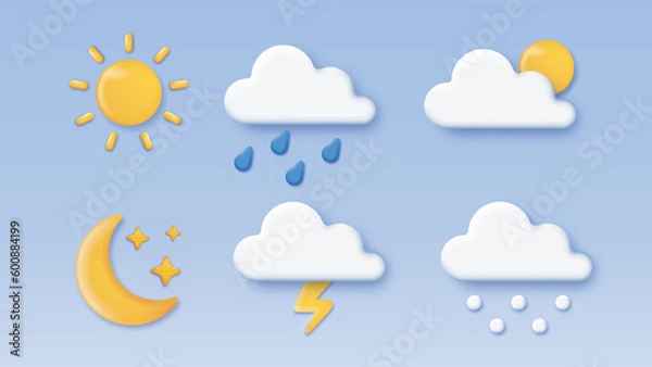 Obraz 3D weather icons set
