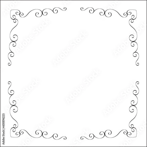 Fototapeta Elegant black and white monochrome ornamental border for greeting cards, banners, invitations. Vector frame for all sizes and formats. Isolated vector illustration.	