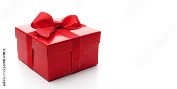Fototapeta Red Gift box with red bow isolated on white background