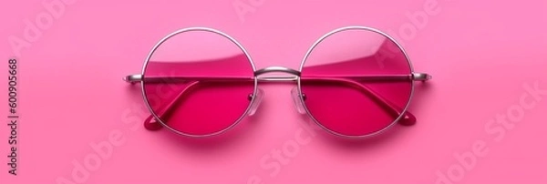Obraz Pink sunglasses with rose tinted lenses on a solid background. (generative ai)