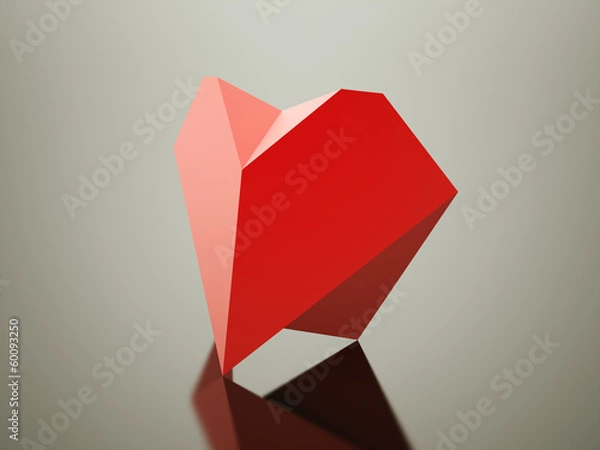 Fototapeta Red paper heart icon rendered