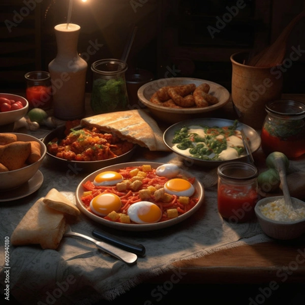Fototapeta chicken with vegetables - Generated by AI