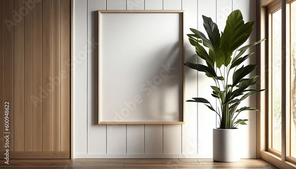 Fototapeta Picture frame on wall in modern living room ,Mock up interior,Generative ai