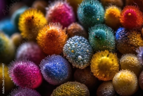 Fototapeta A colorful close up pollen of flower. Generative AI.