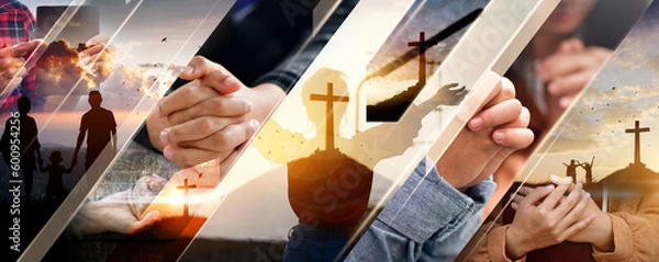 Fototapeta Chrześcijańska religia koncepcja. Szablon projektowania karty.