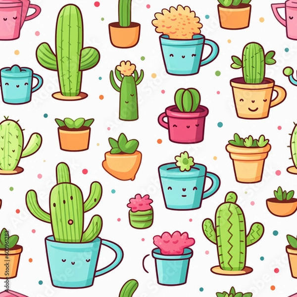 Fototapeta Colorful cactus pattern