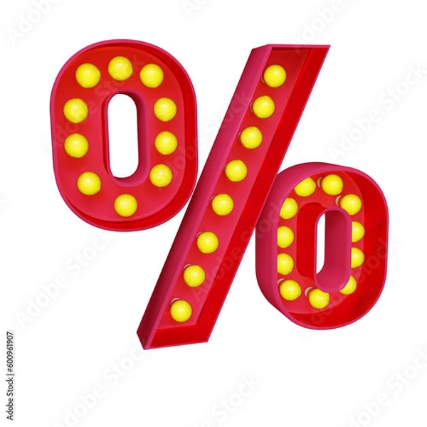 Fototapeta procent lamp 3d render light red 