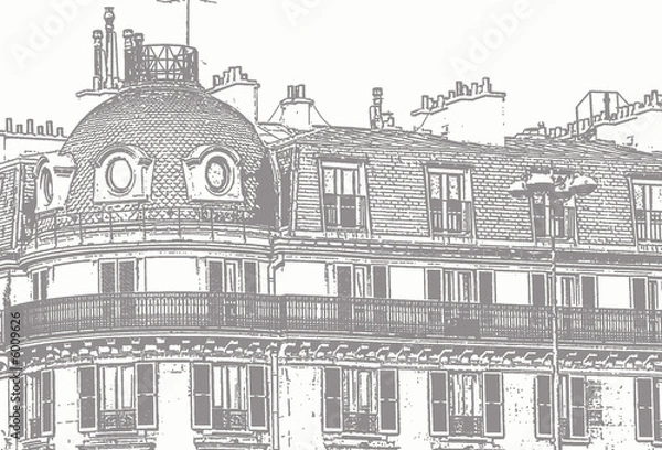 Fototapeta croquis d'un immeuble haussmannien