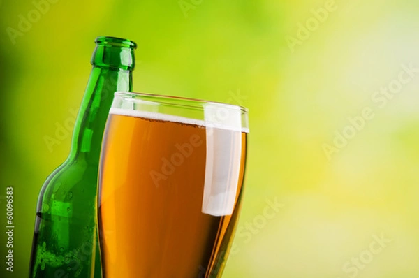 Fototapeta Beer bottle and mug