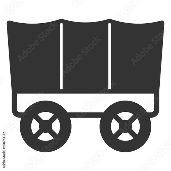 Fototapeta Cowboy cart, stagecoach  - icon, illustration on white background, glyph style