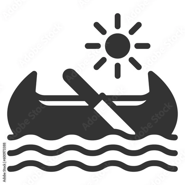 Fototapeta Indian pirogue on the water  - icon, illustration on white background, glyph style