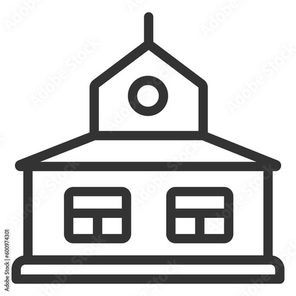 Fototapeta Wooden building  - icon, illustration on white background, outline style