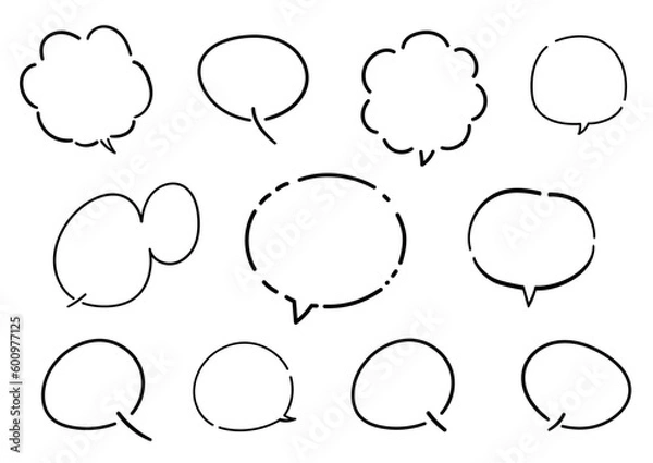 Fototapeta ペンで描いた手描き風のふきだしセット（白フチあり）