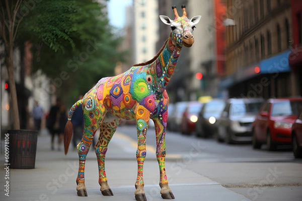 Obraz Hippie giraffe walking in NY