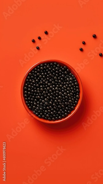 Fototapeta Delicious black caviar, isolated on a solid background, generative AI