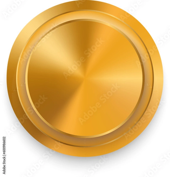 Fototapeta Metal Golden Button isolated on a black background