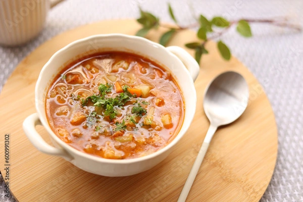 Obraz レンズ豆と野菜のミネストローネ風スープ