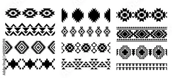 Fototapeta Aztec Navajo Borders set Southwestern Art Symbols