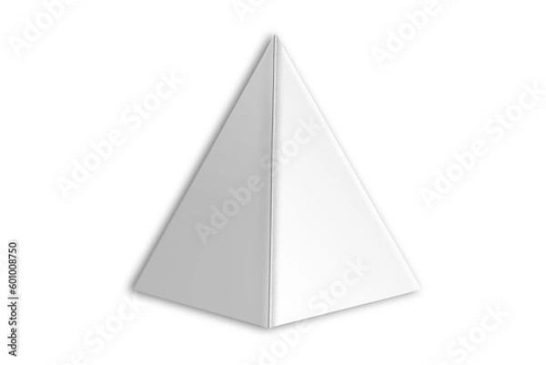 Obraz Blank white pyramidal tea box mockup isolated on white background. 3d rendering.