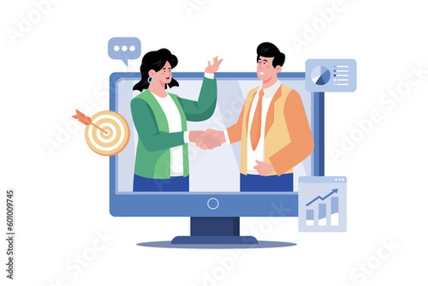 Fototapeta A customer relationship manager uses data to improve customer retention and loyalty.