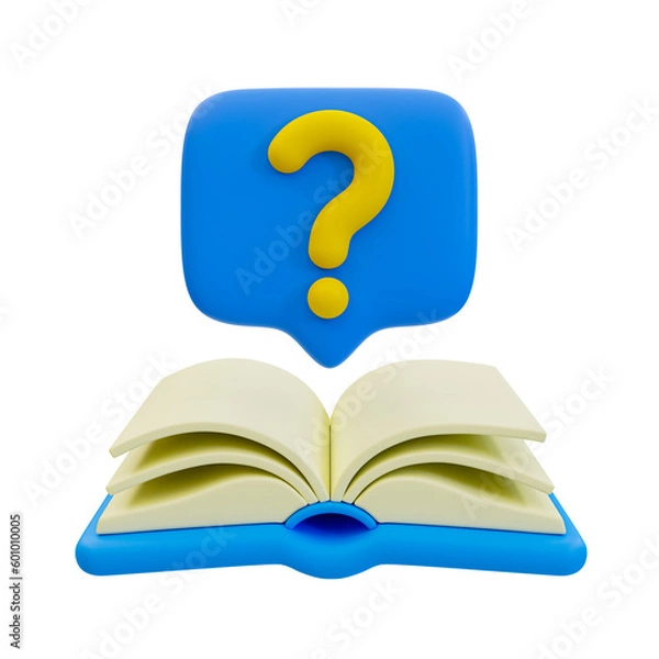 Fototapeta 3d minimal find out an answer concept. problem-solving concept. figure out the question. opened book with question mark icon. 3d illustration.