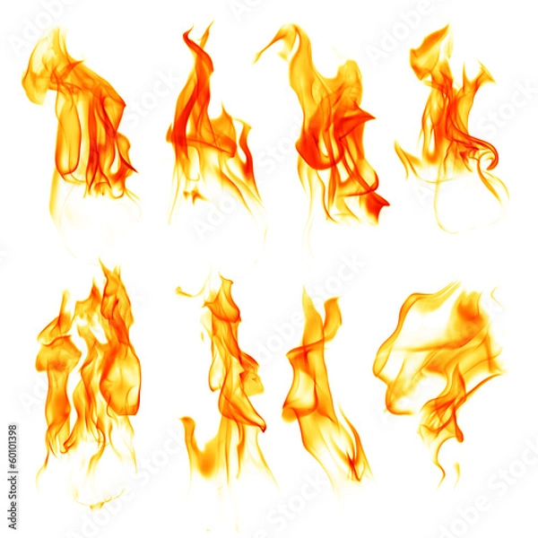 Obraz Płomienie ognia na białym tle