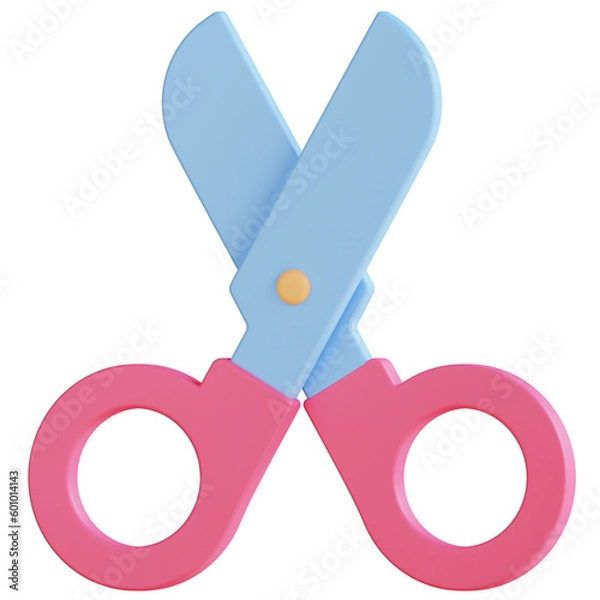 Fototapeta 3d Scissors Illustration With Transparent Background