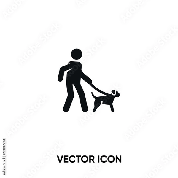 Obraz Ikona wektora psa na smyczy. Nowoczesna, prosta ilustracja wektorowa dla strony internetowej lub aplikacji mobilnej. Chodzenie z symbolem psa, ilustracja logo. Pixel Perfect Vector Graphics