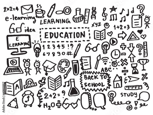 Fototapeta Education School Doodle , Cute Icon Hand drawn Cartoon